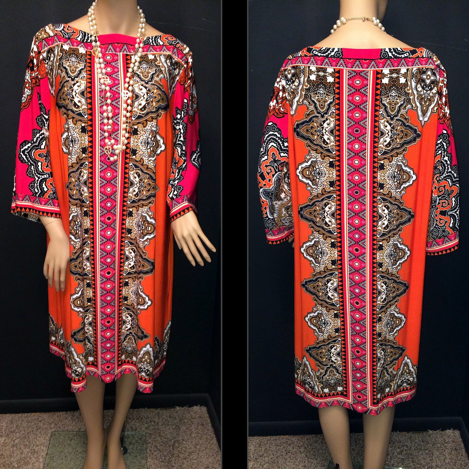 Eci, Loose Dark Orange Sides Dress. Size 20W